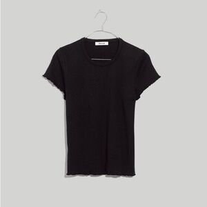Madewell Black Baby Tee with Ruffled Edges